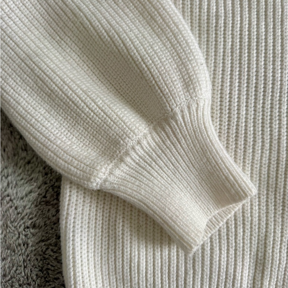 Cream Ribbed Knit Sweater - Picture 2 of 4